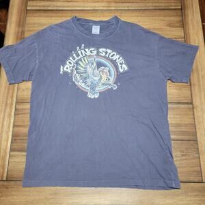 American Eagle Rolling Stones Dark Blue Tee Glitter Dragon - Size XS/S